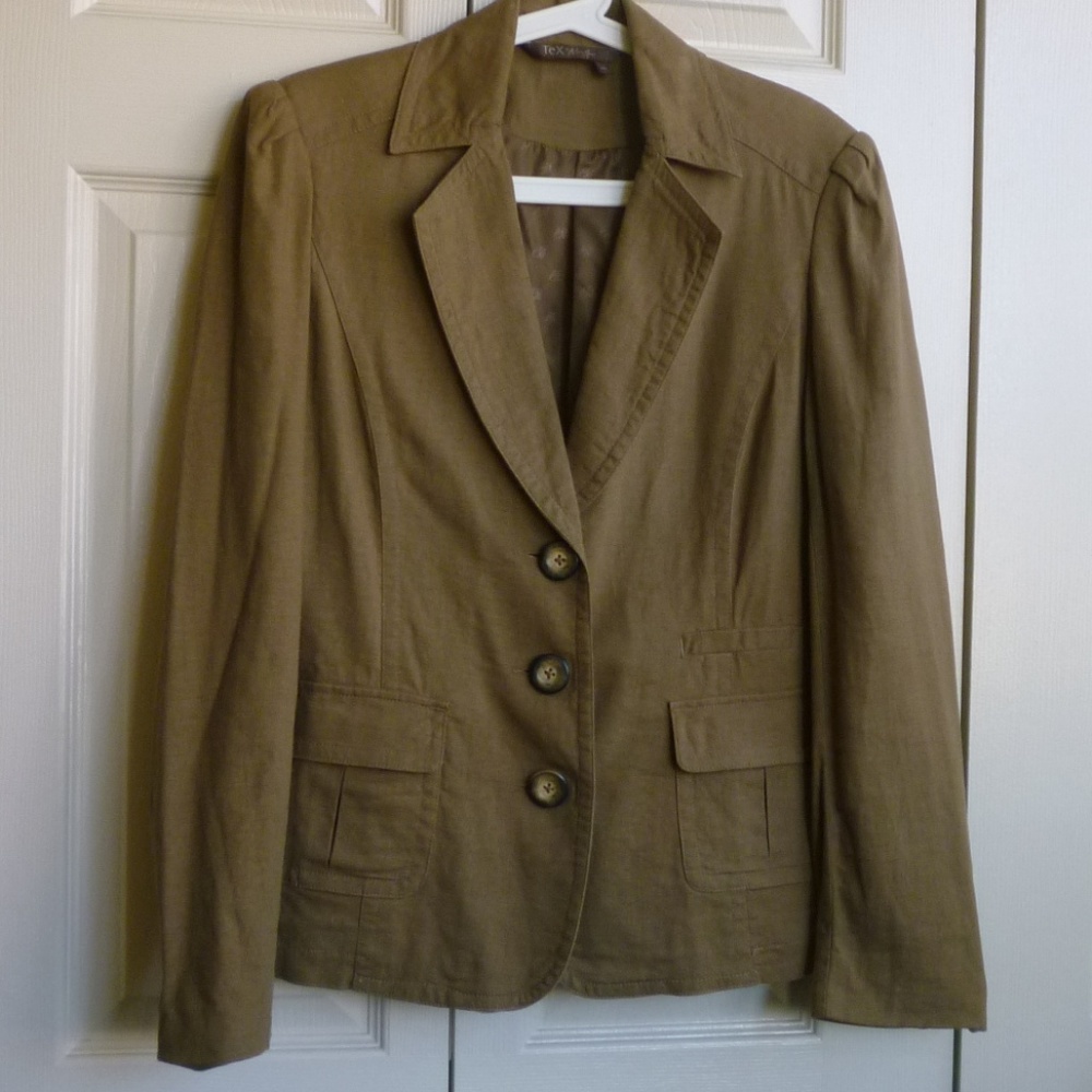 Tex by Max Azrio Linen Blend Blazer Tan/Camel